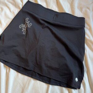BornFit Black Athletic Skort with Embroidered Design – Size Small